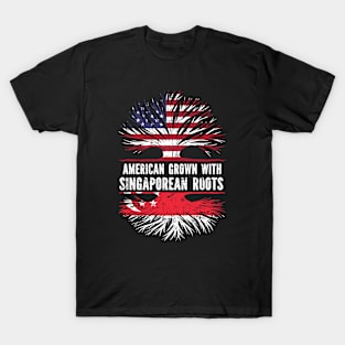 American Grown with Singaporean Roots USA Flag T-Shirt